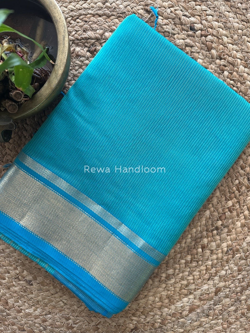 Exclusive Maheswari Self Checks Sea Green Saree MCS055