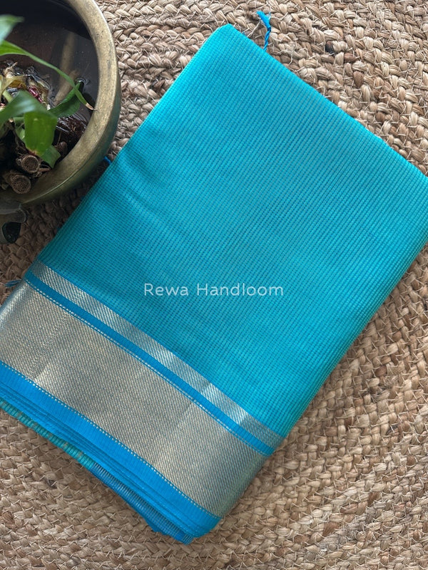 Exclusive Maheswari Self Checks Sea Green Saree MCS055