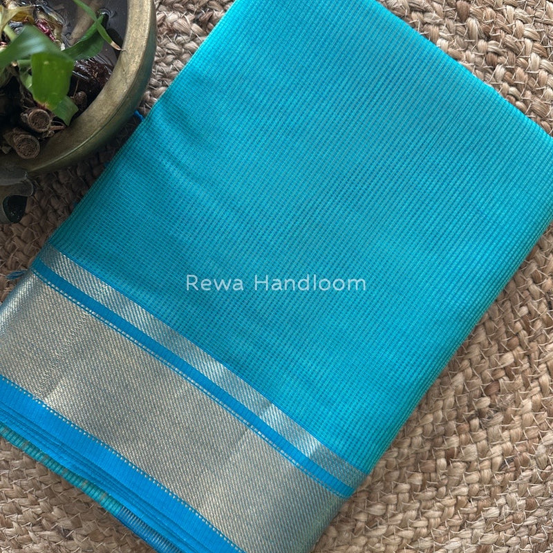 Exclusive Maheswari Self Checks Sea Green Saree MCS055