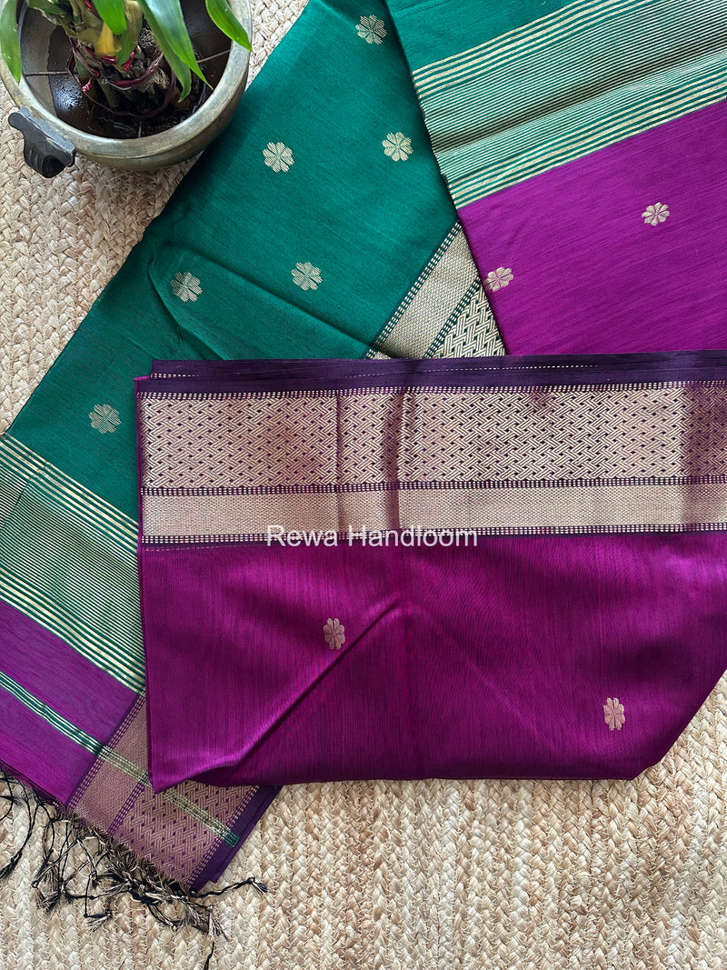 Maheshwari Magenta Flower Butti Saree JBS0115