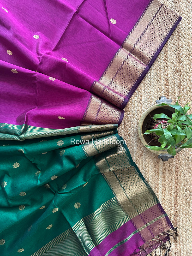 Maheshwari Magenta Flower Butti Saree JBS0115