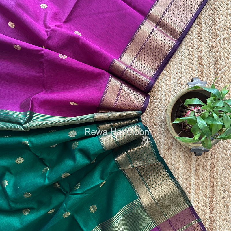 Maheshwari Magenta Flower Butti Saree JBS0115