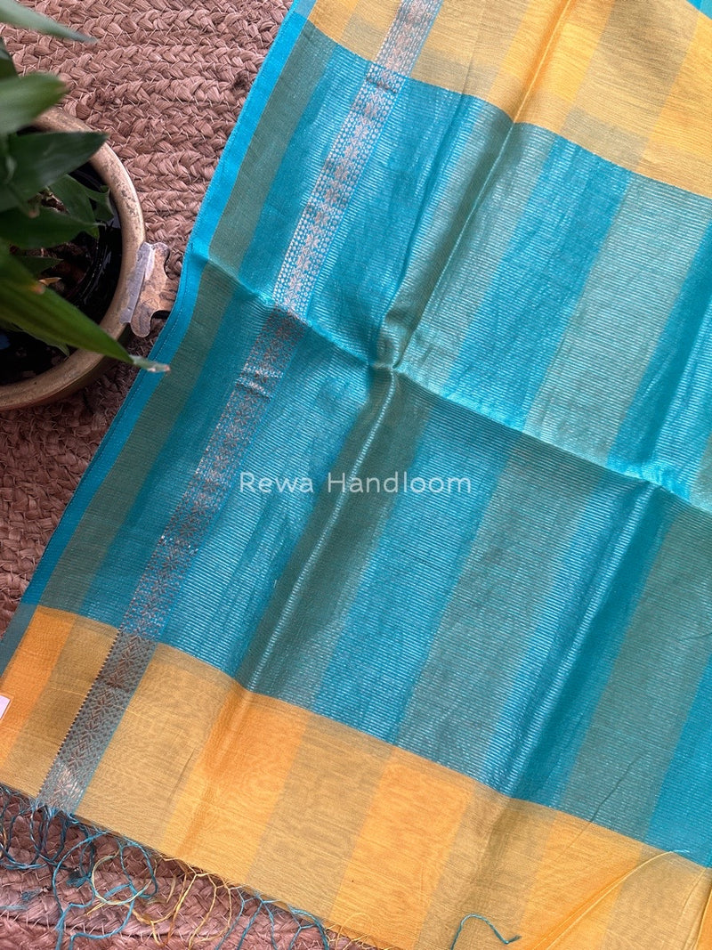 Maheshwari Aqua Green Silk Dupatta PD021