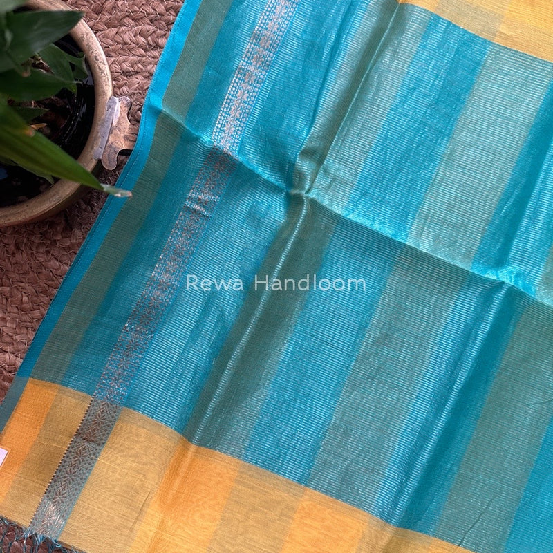 Maheshwari Aqua Green Silk Dupatta PD021