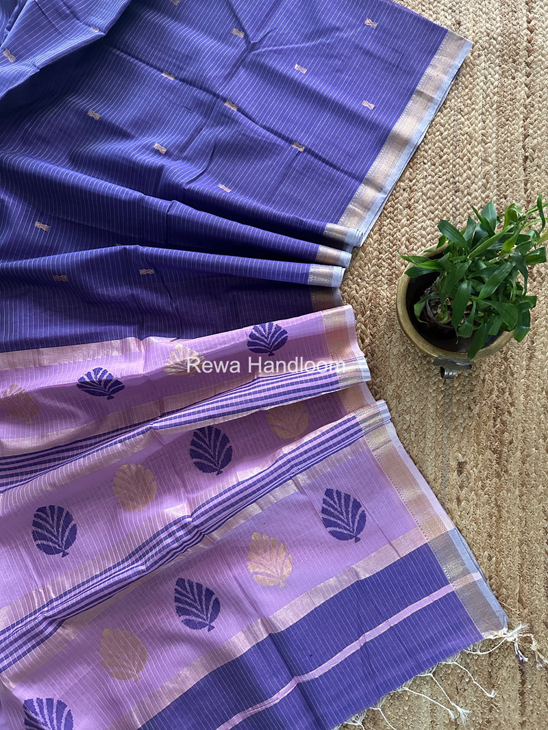 Maheshwari Dark Lavender Butta Pallu Saree BTPS076