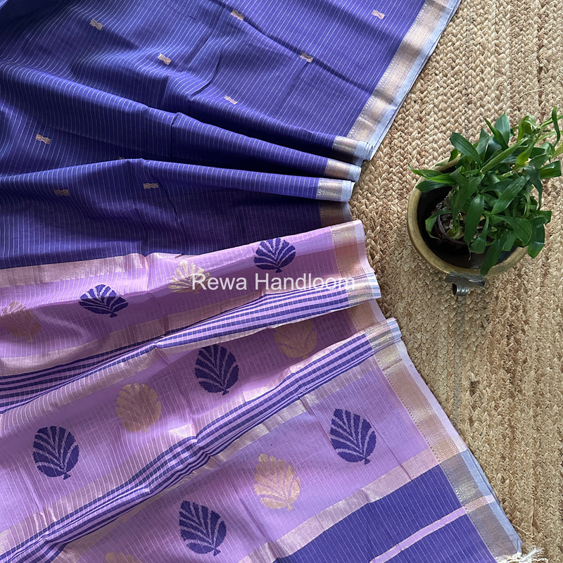 Maheshwari Dark Lavender Butta Pallu Saree BTPS076