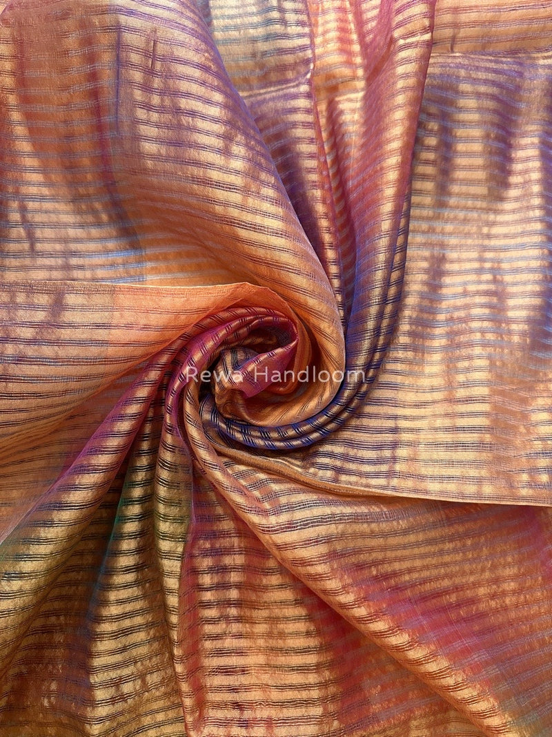 Maheshwari Orange Silk Dupatta PD012