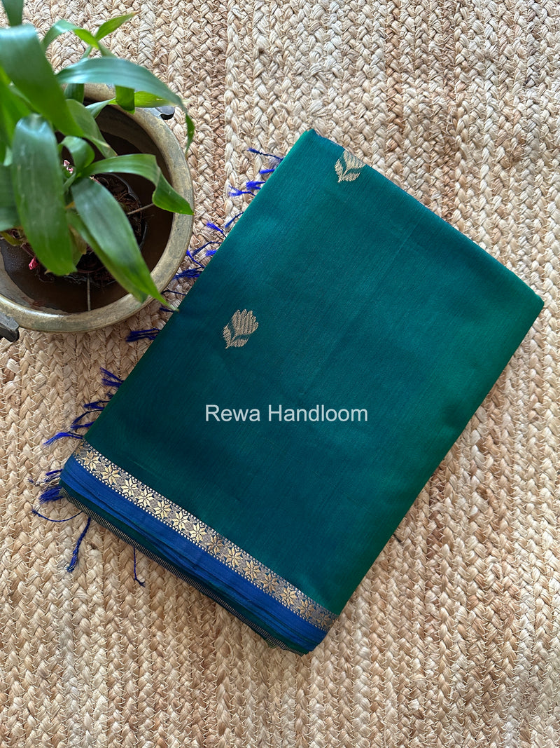Maheshwari Green Shaded Gajalakshmi Diya Butta Saree GKDB07