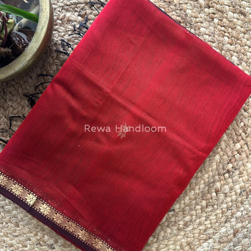 Red Zari Butti Maheshwari Saree SBS0049