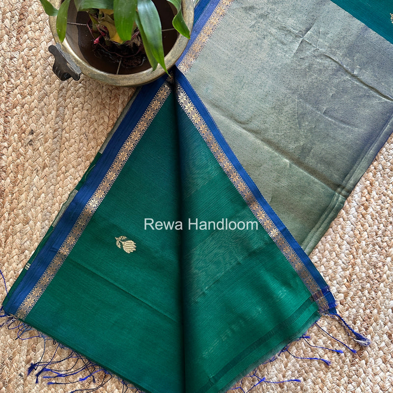 Maheshwari Green Shaded Gajalakshmi Diya Butta Saree GKDB07