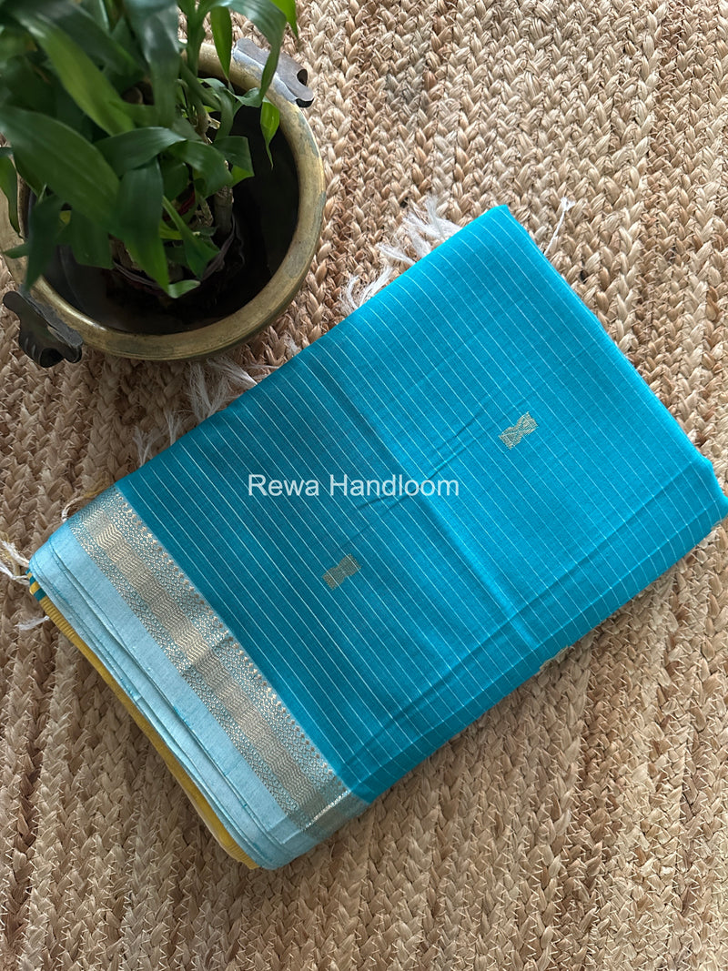Maheshwari Firozi Blue Butta Pallu Saree BTPS075