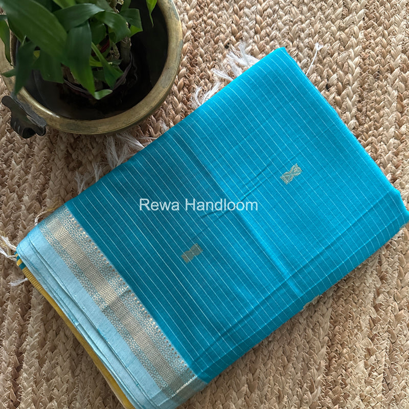 Maheshwari Firozi Blue Butta Pallu Saree BTPS075