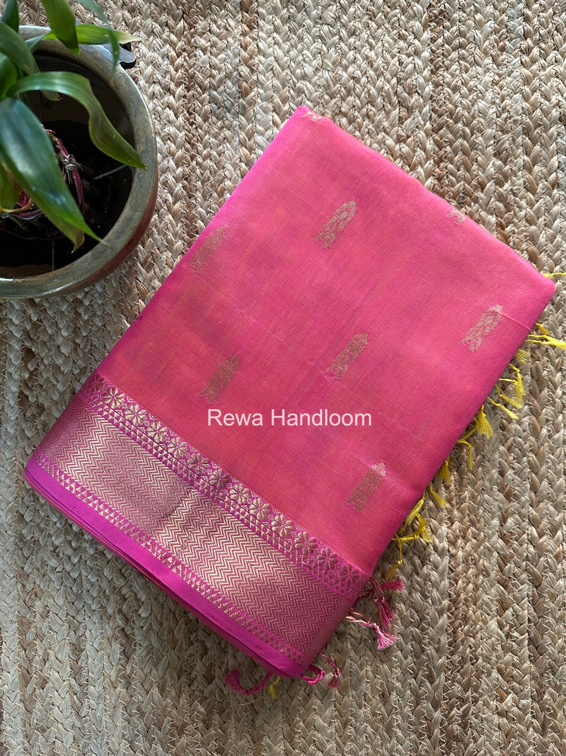 Maheshwari Yellow Lotus Butta Saree NLB04