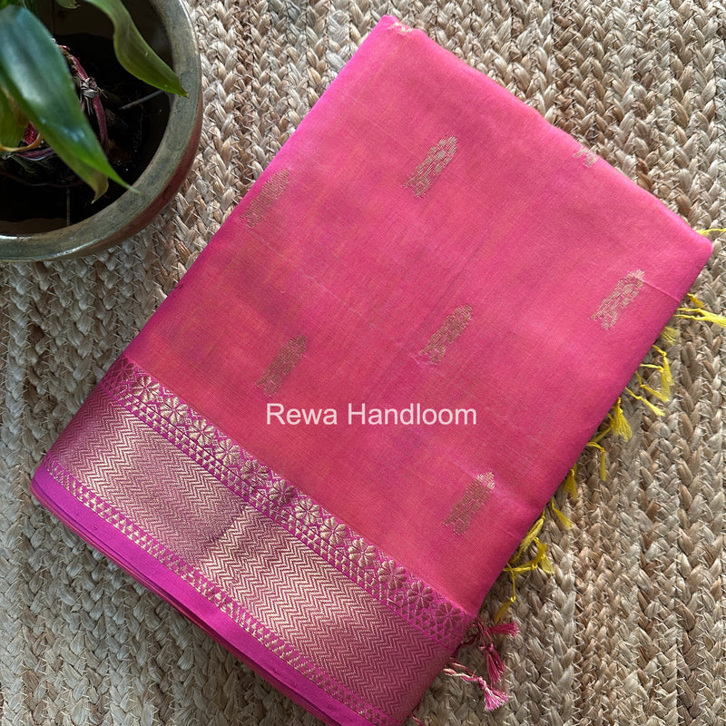 Maheshwari Yellow Lotus Butta Saree NLB04