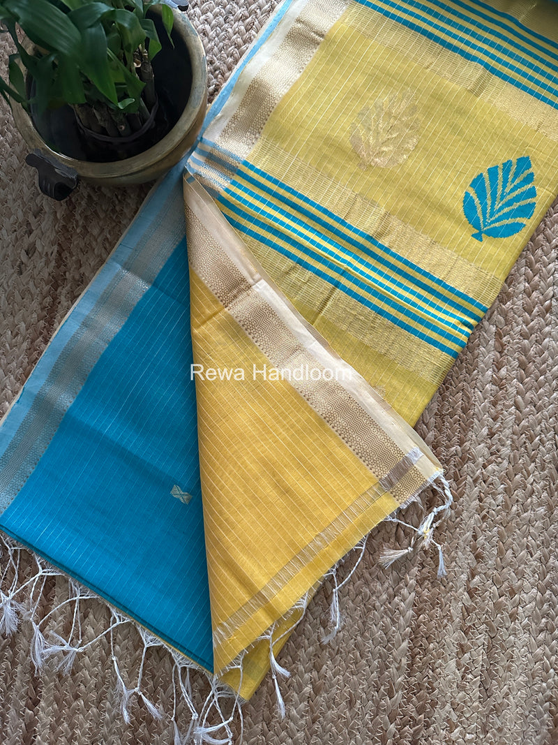 Maheshwari Firozi Blue Butta Pallu Saree BTPS075