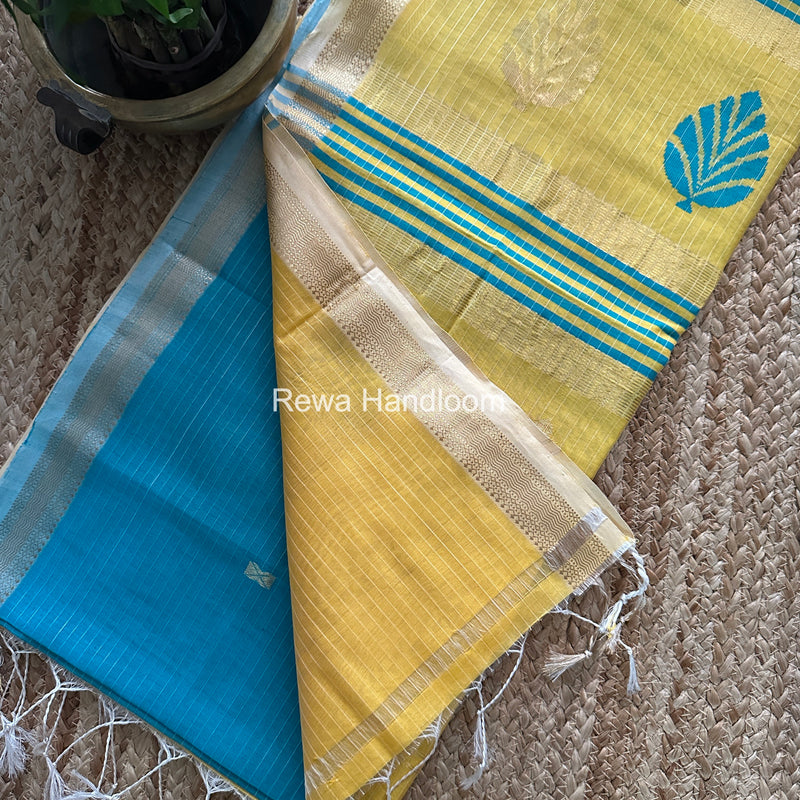 Maheshwari Firozi Blue Butta Pallu Saree BTPS075