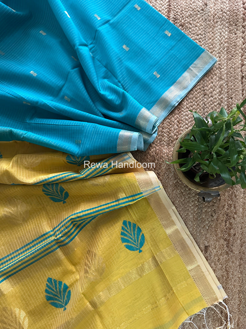 Maheshwari Firozi Blue Butta Pallu Saree BTPS075