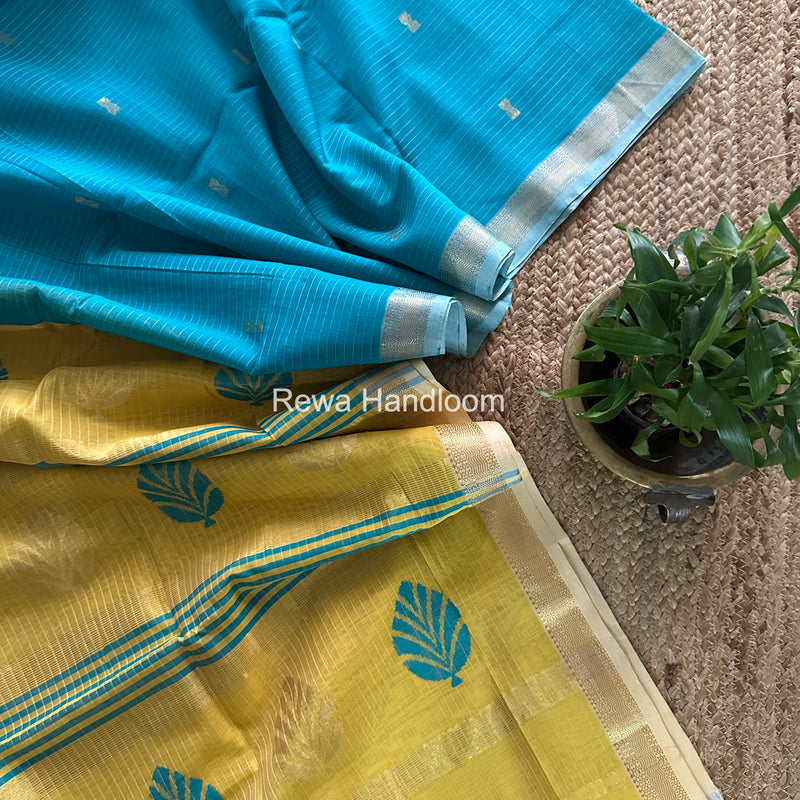 Maheshwari Firozi Blue Butta Pallu Saree BTPS075