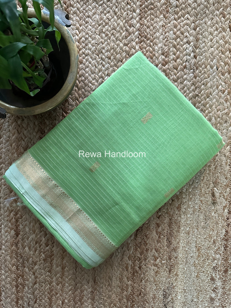 Maheshwari Parrot Green Butta Pallu Saree BTPS074