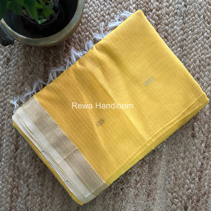 Maheshwari Yellow Butta Pallu Saree BTPS073