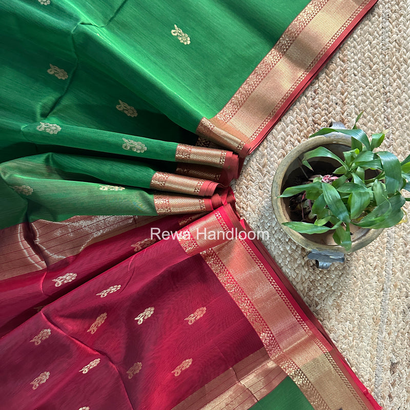 Maheshwari Green Lotus Butta Saree NLB03