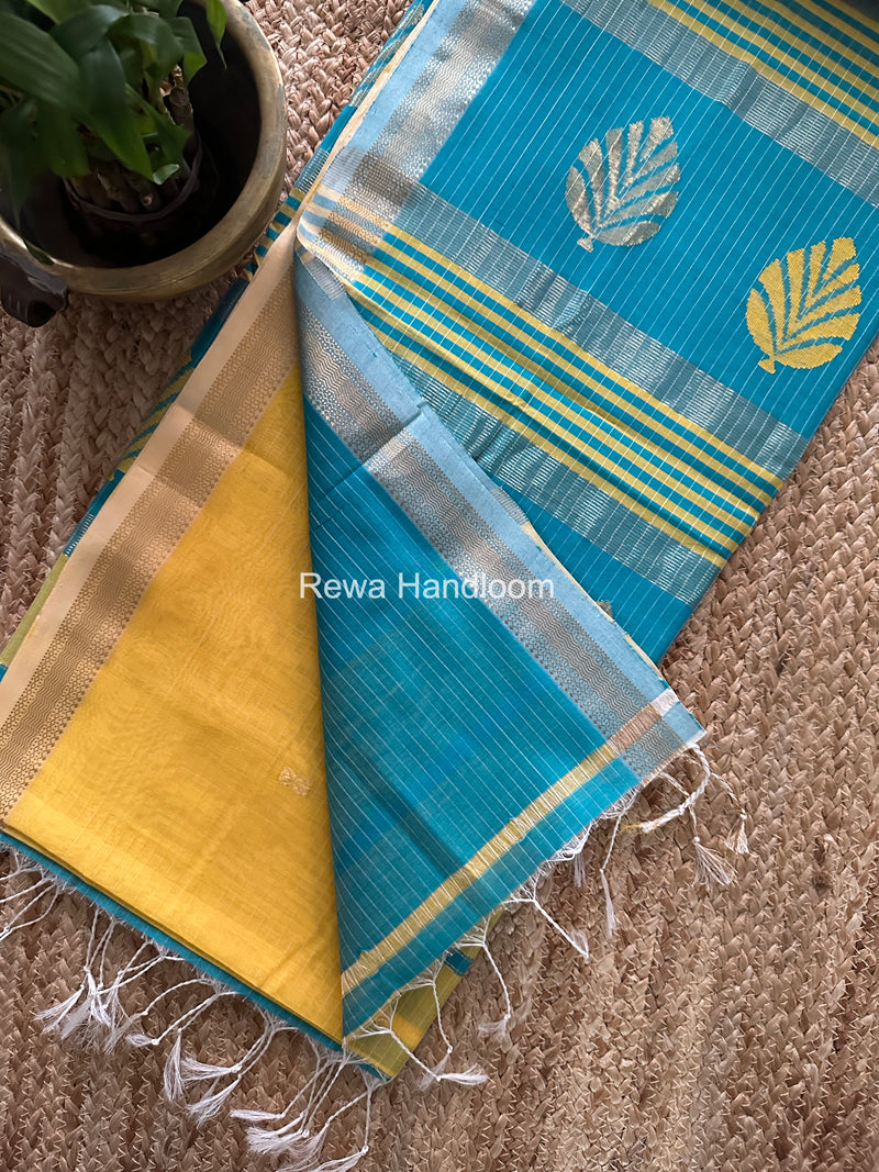 Maheshwari Yellow Butta Pallu Saree BTPS073