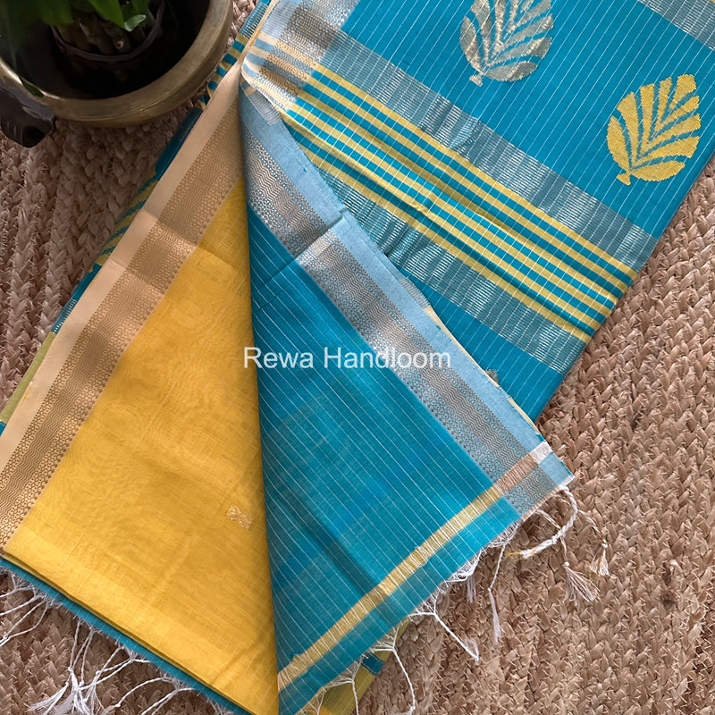 Maheshwari Yellow Butta Pallu Saree BTPS073
