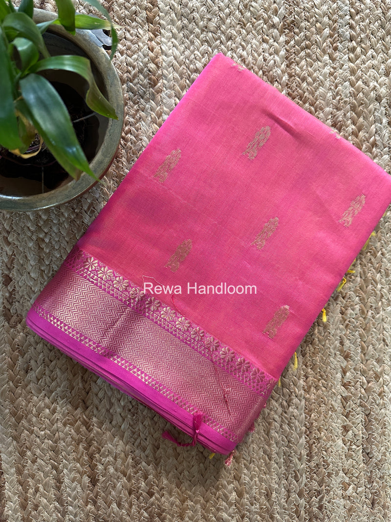 Maheshwari Baby Pink Lotus Butta Saree NLB02