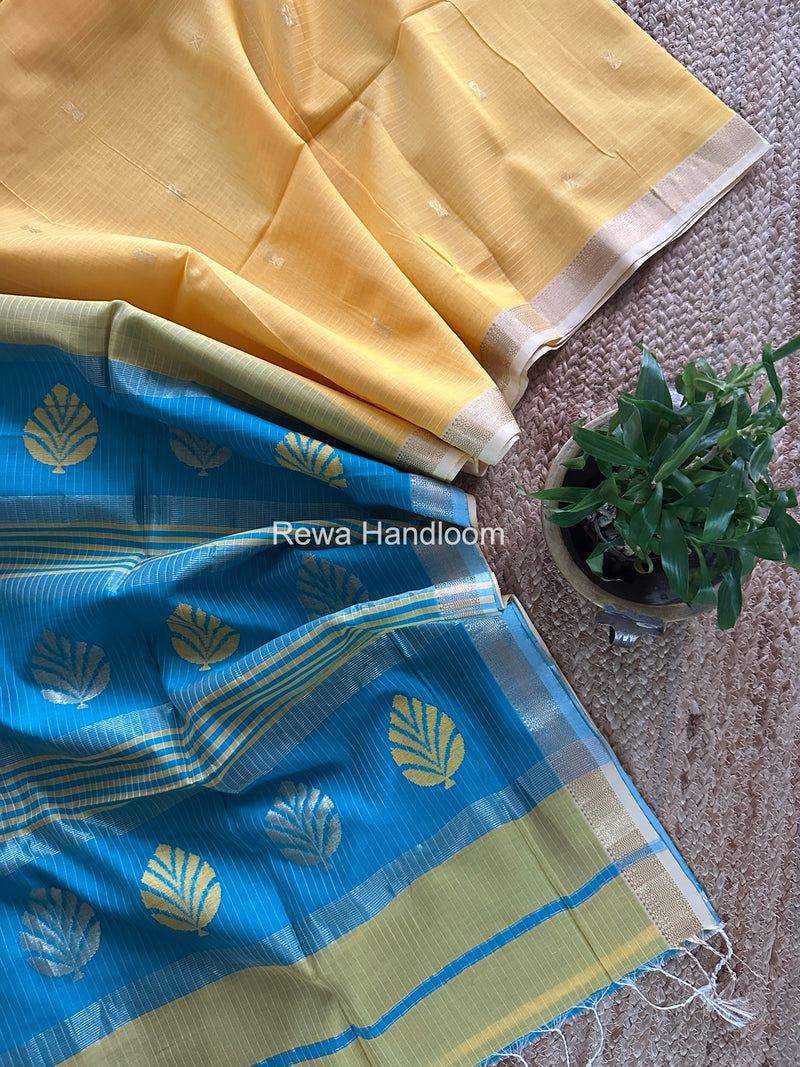 Maheshwari Yellow Butta Pallu Saree BTPS073