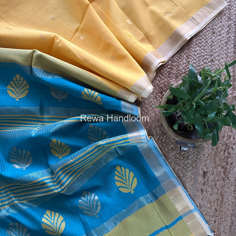 Maheshwari Yellow Butta Pallu Saree BTPS073
