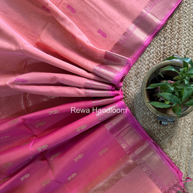 Maheshwari Baby Pink Lotus Butta Saree NLB02
