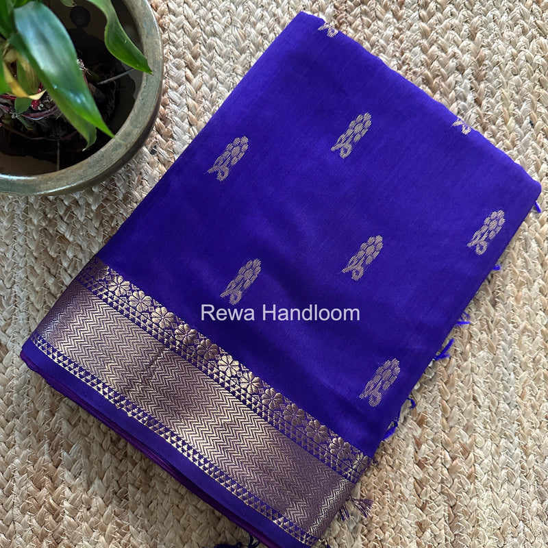 Maheshwari Purple Lotus Butta Saree NLB01