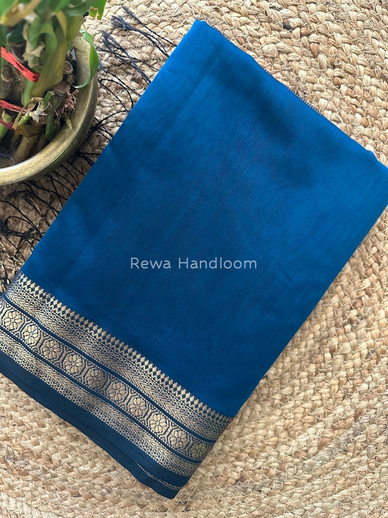 Maheshwari Ink Blue Zari Skirt Saree ZS069
