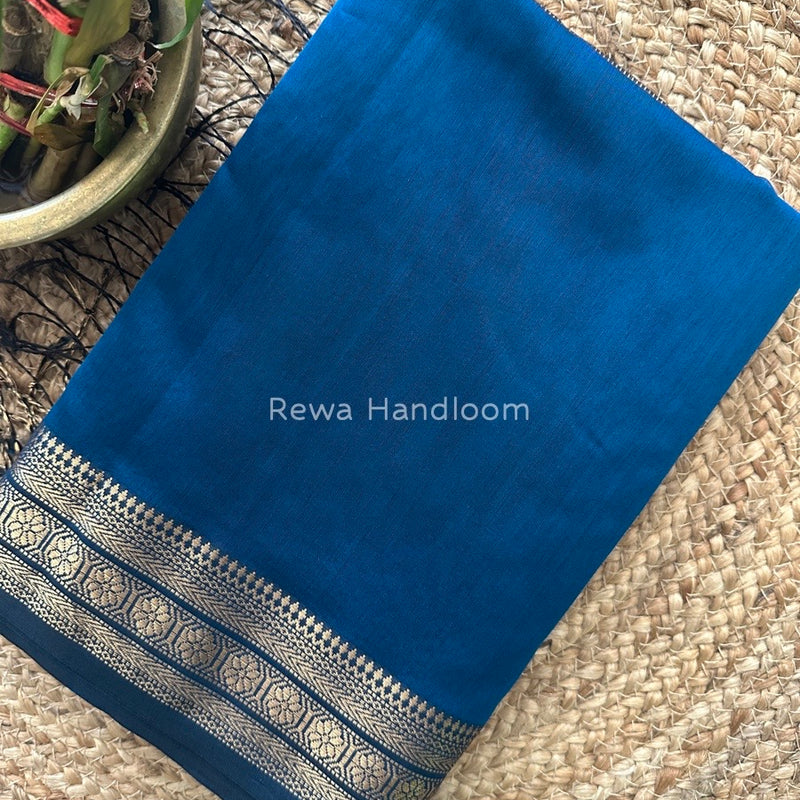 Maheshwari Ink Blue Zari Skirt Saree ZS069