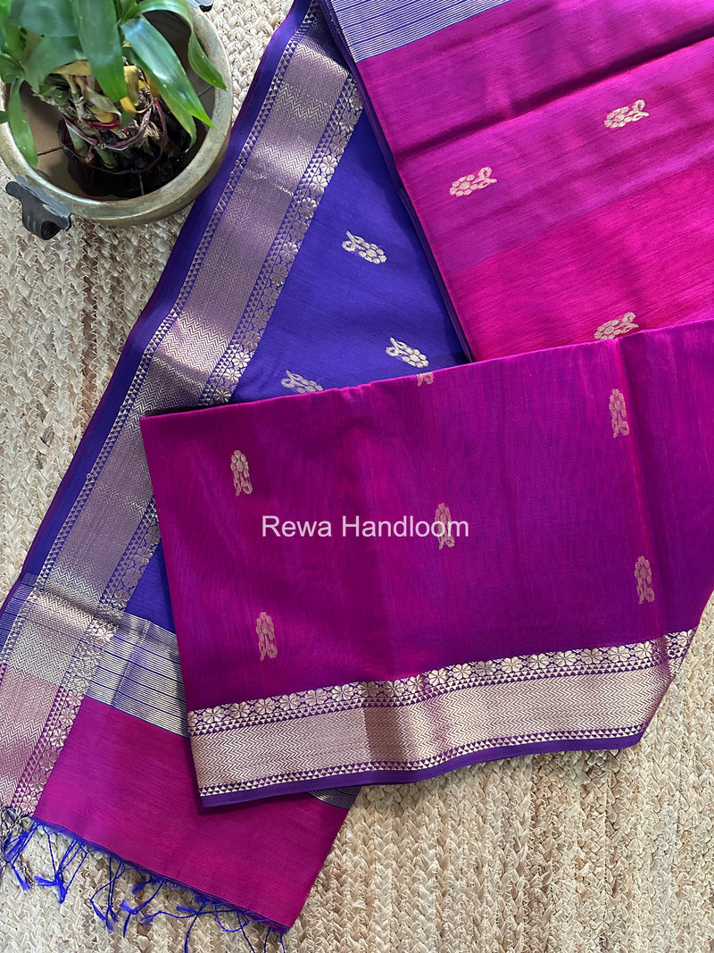 Maheshwari Purple Lotus Butta Saree NLB01