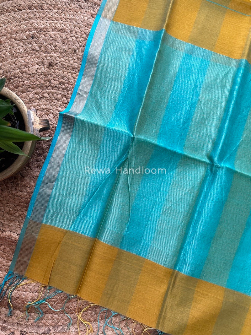 Maheshwari Mustard Yellow Silk Dupatta PD023