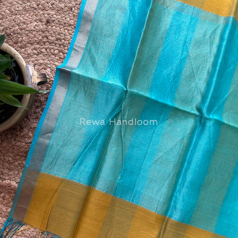 Maheshwari Mustard Yellow Silk Dupatta PD023