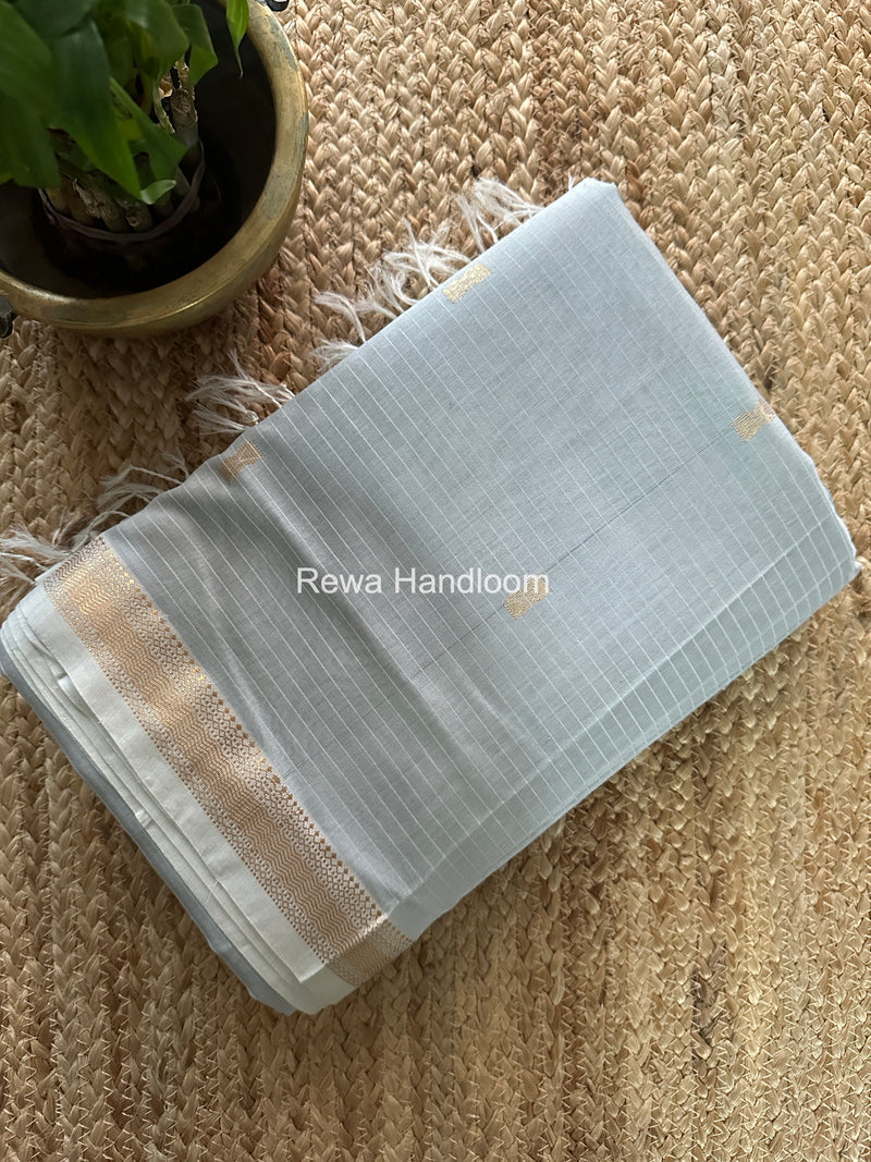 Maheshwari Light Grey Butta Pallu Saree BTPS071