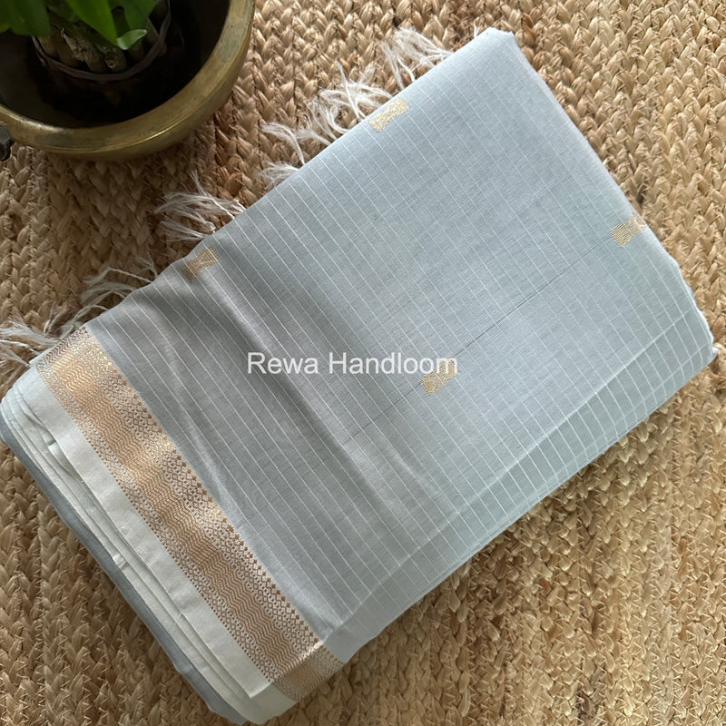Maheshwari Light Grey Butta Pallu Saree BTPS071