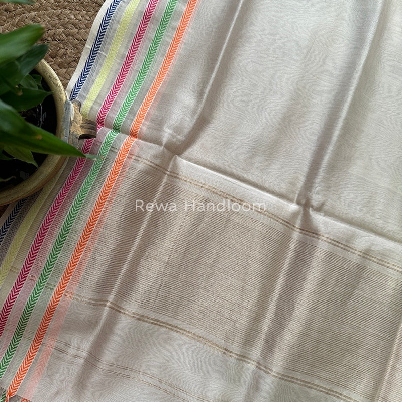 Maheshwari Off White Silk Dupatta PD028