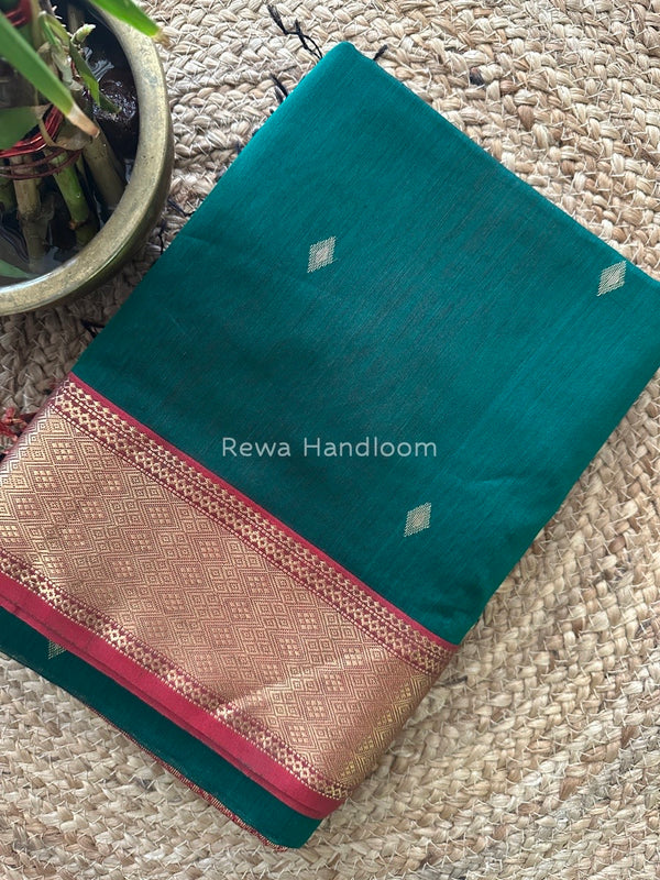  Maheshwari Green Rich Pallu Silk Saree HPS01