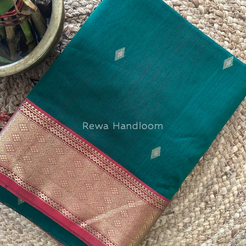  Maheshwari Green Rich Pallu Silk Saree HPS01