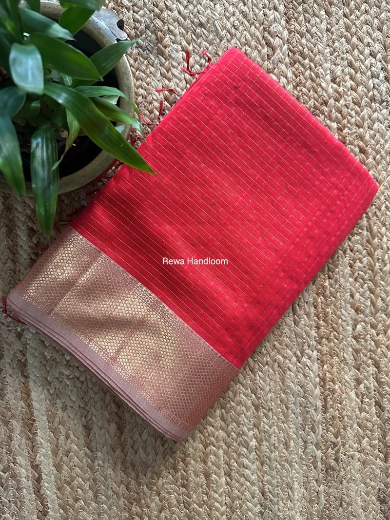 Maheshwari Fuchsia Zari Checks Saree ZCHX385