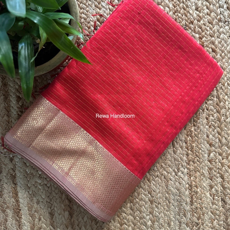 Maheshwari Fuchsia Zari Checks Saree ZCHX385