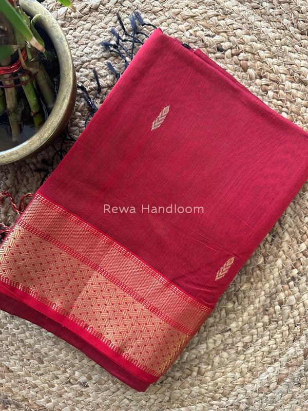 Maheshwari Red Rich Pallu Silk Saree HPS02