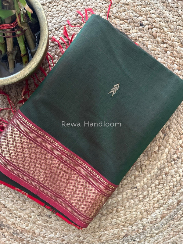 Maheshwari Green Rich Pallu Silk Saree HPS03