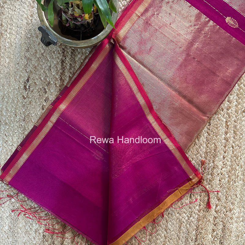 Maheshwari Magenta Shaded Gajalakshmi Diya Butta Saree GKDB04