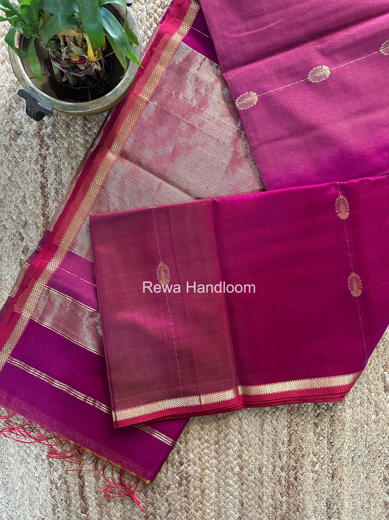 Maheshwari Magenta Shaded Gajalakshmi Diya Butta Saree GKDB04