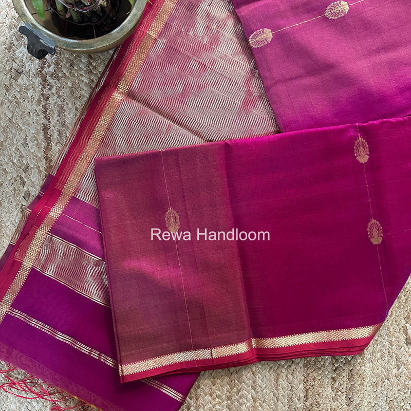 Maheshwari Magenta Shaded Gajalakshmi Diya Butta Saree GKDB04