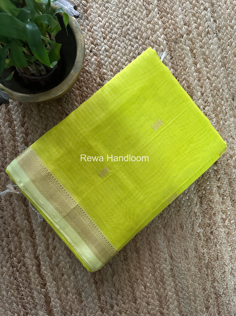 Maheshwari Lemon Yellow Butta Pallu Saree BTPS069